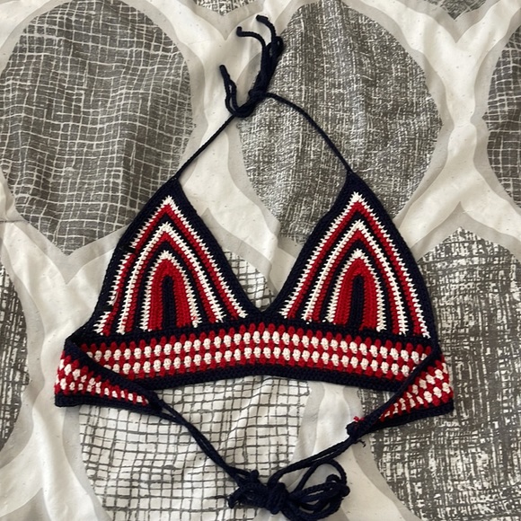 Crocheted Red White and Blue bra Top - Picture 2 of 2